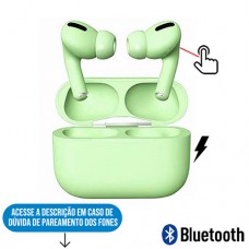 Fone de Ouvido Intra Auricular sem Fio Bluetooth Esportivo Touch com Base Carregadora Tom Pastel Airpods Pro - Verde